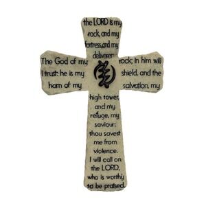 Decorative Resin Cross  featuring an Adinkra symbol & Bible Verse